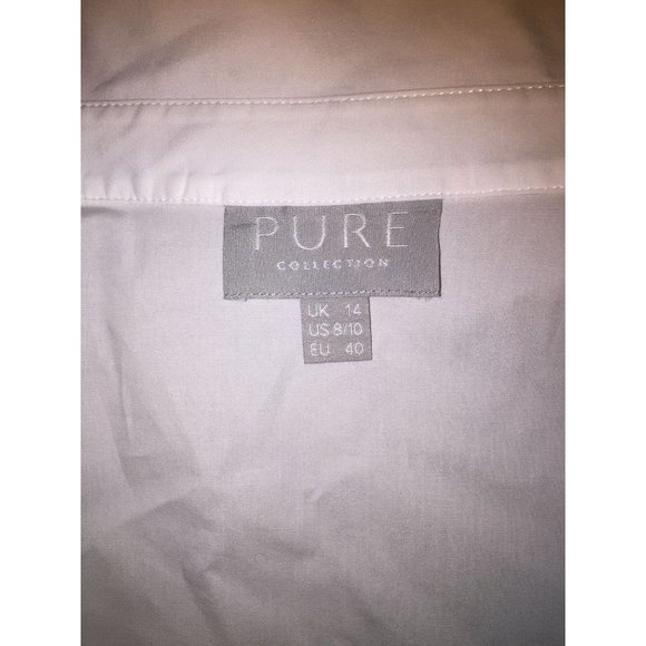 Women's Pure Collection Size 8/10 Collared White Button Down Shirt - Picture 2 of 7